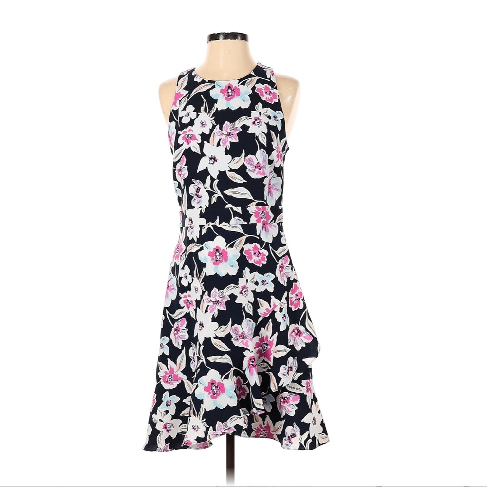 Banana Republic Navy Floral Ruffle Dress Size 4